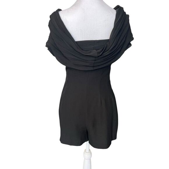 Vintage Emporio Armani Black Romper Play Suit Cowl Neck Draped Mini Size 40 US 8 - Picture 3 of 10
